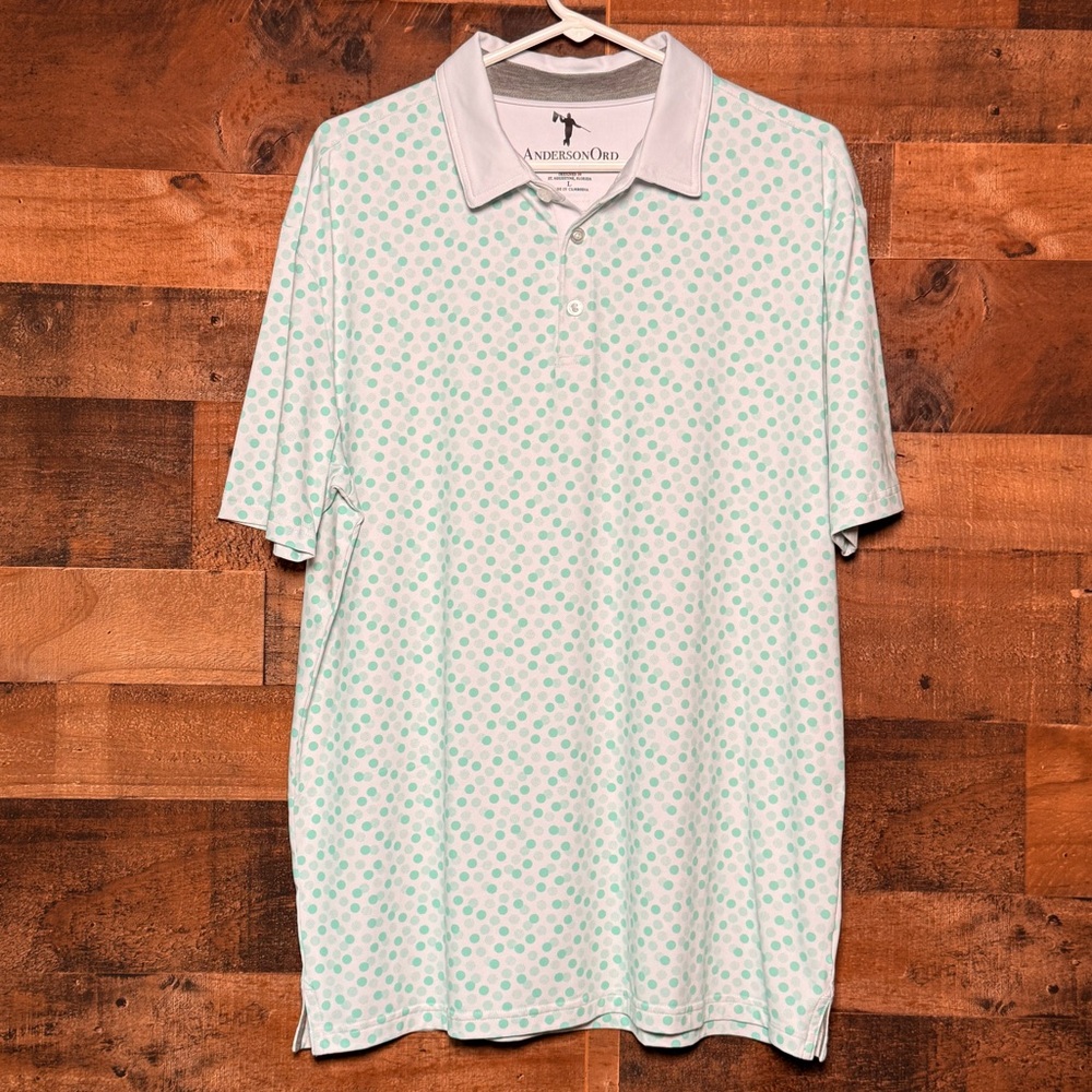 NEW NWOT AndersonOrd Men's Green White Golf Polo Large L